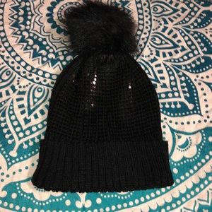 Black sequin winter hat